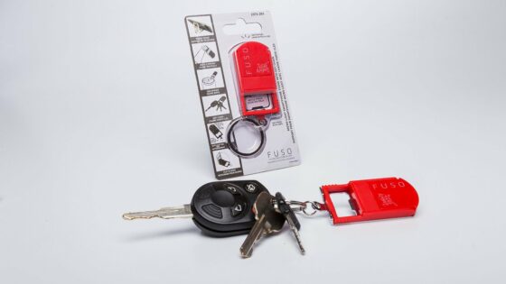 red keychain with led light