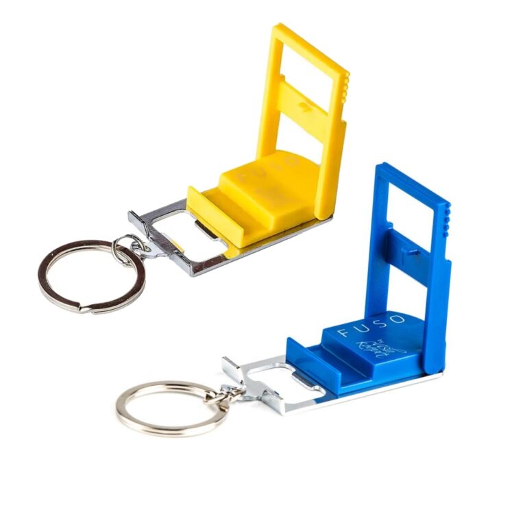 yellow and blue keychain